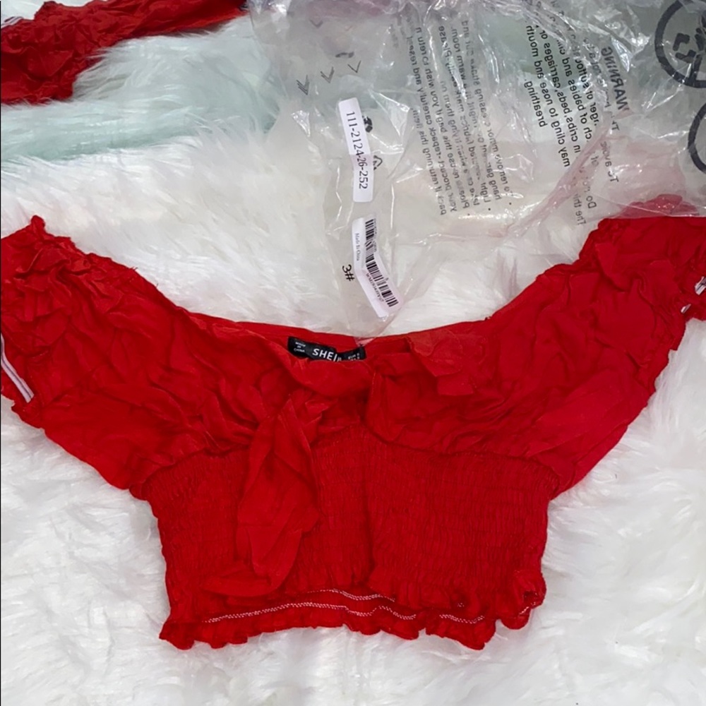 SHEIN self tie smocked top size Small